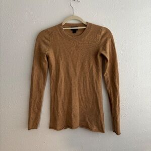 J. Crew 100% Italian Cashmere Tan Long Sleeve Crew Neck Knit Sweater